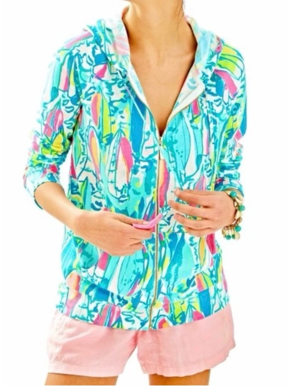 LILLY PULITZER MOORING HOODIE Sweatshirt/Jacket “Beach & Bae” MLT color Size XS - Picture 4 of 9